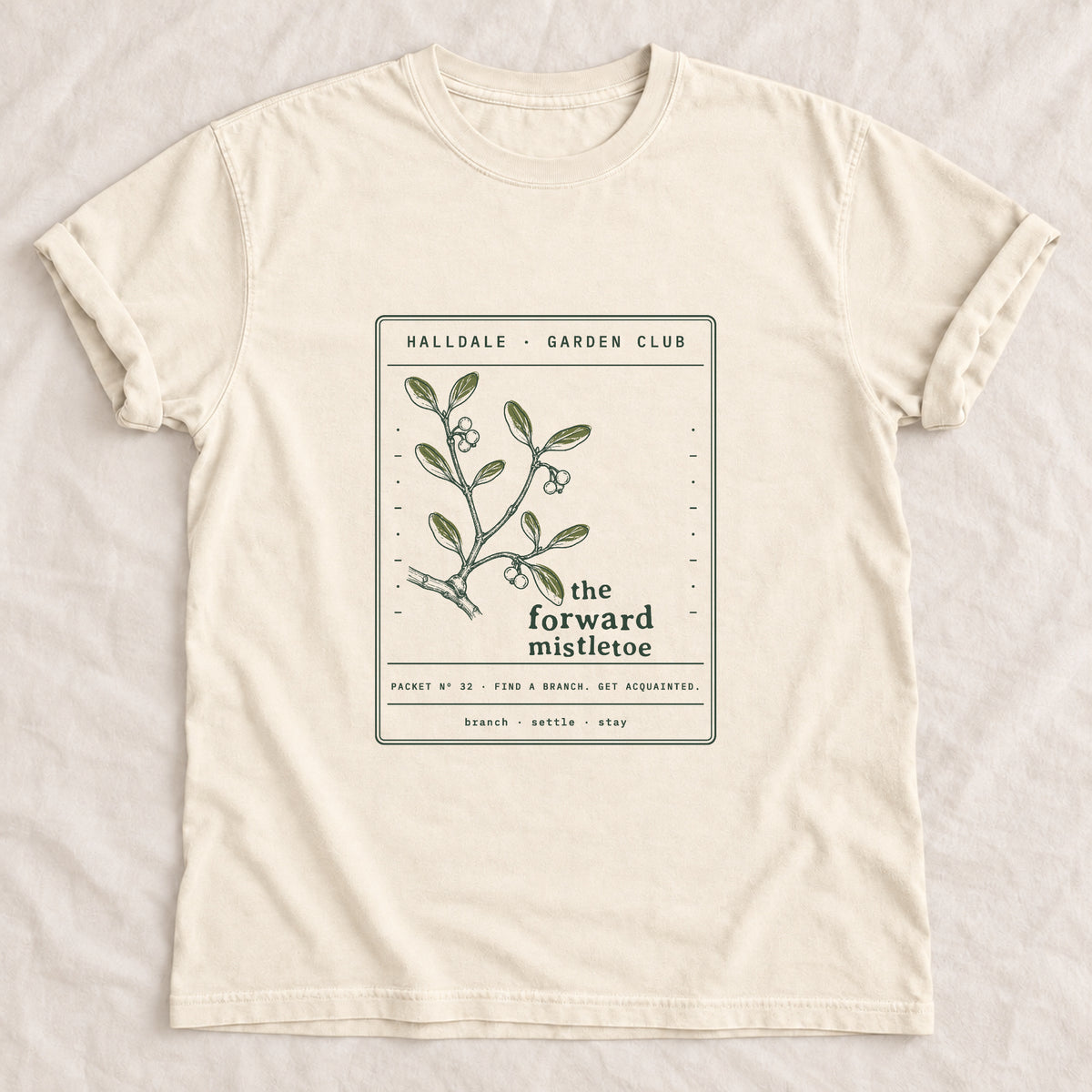 The Forward Mistletoe tee in Ivory, laid flat