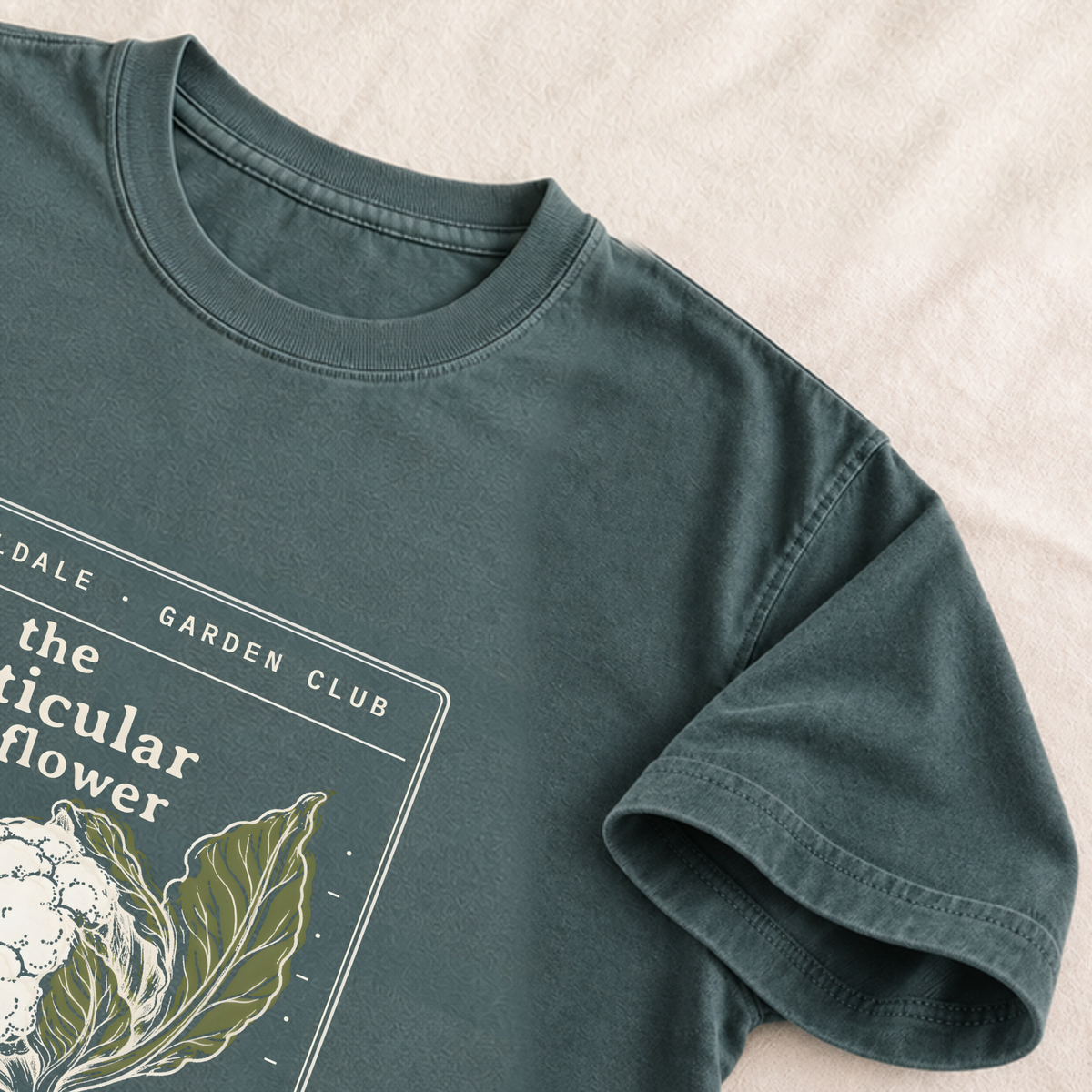 The Particular Cauliflower tee in Blue Spruce, detail