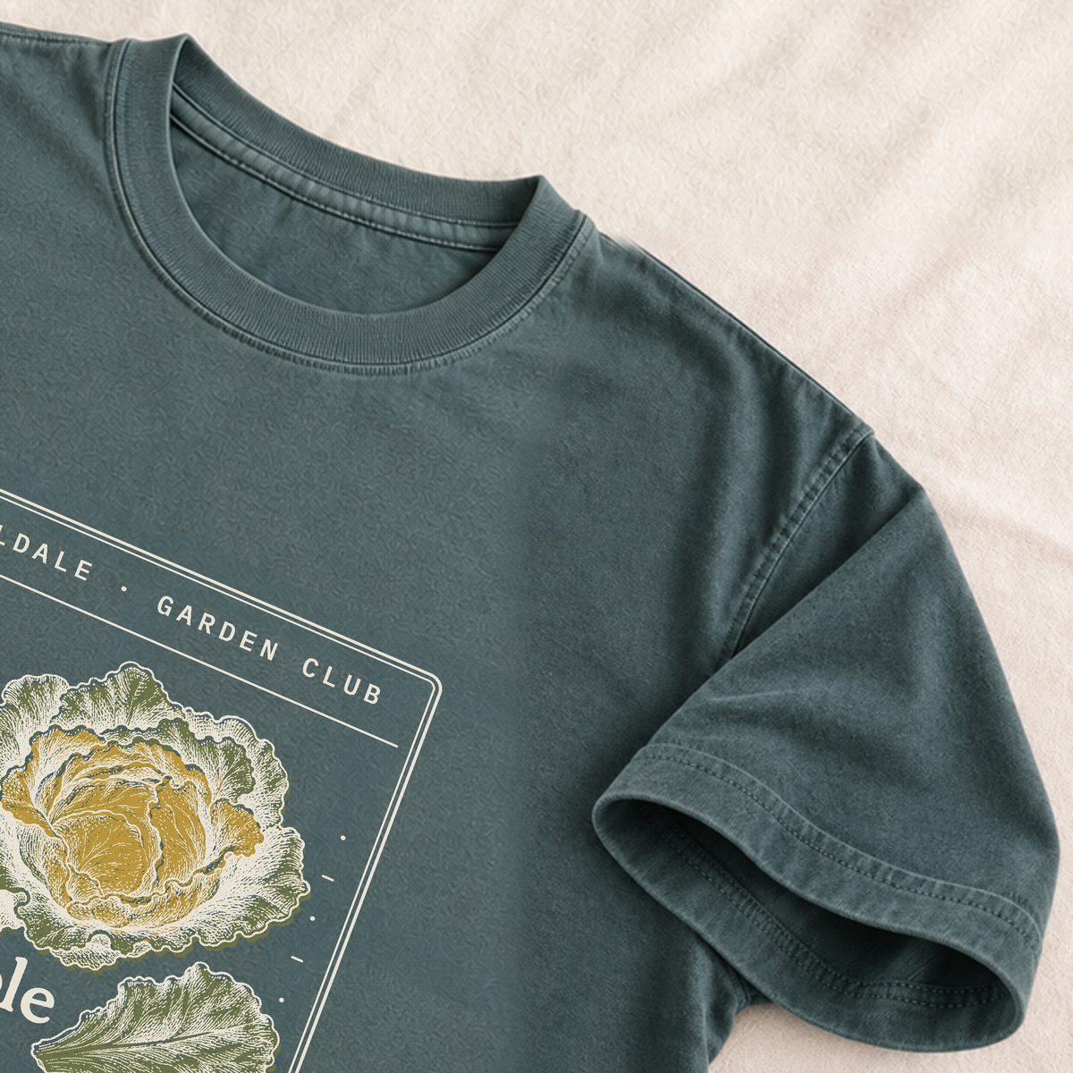 The Agreeable Lettuce tee in Blue Spruce, detail