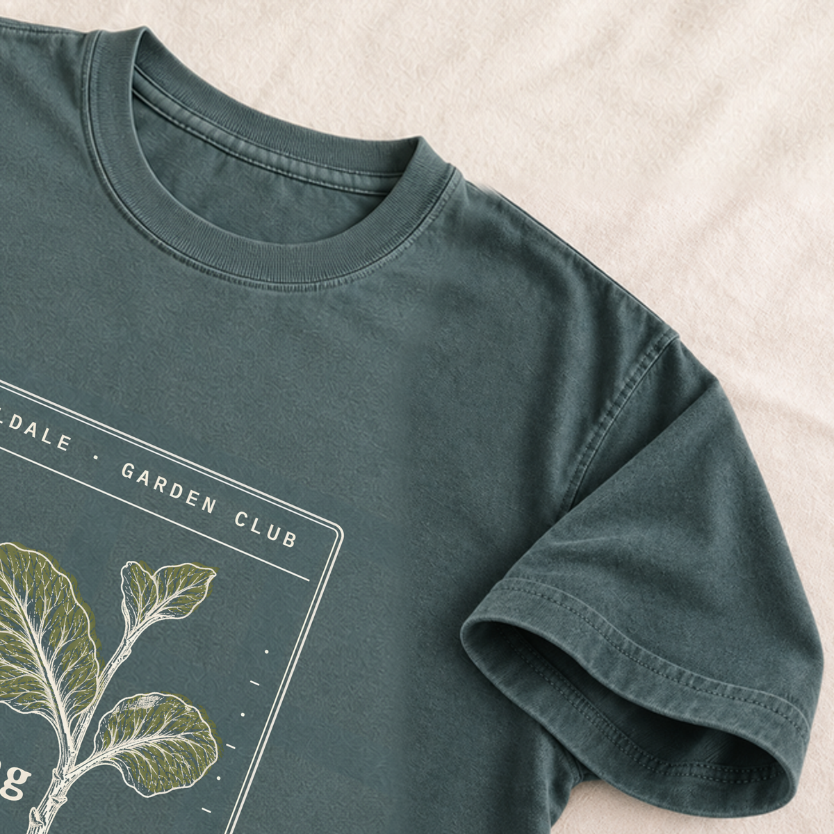 The Enduring Collard tee in Blue Spruce, detail