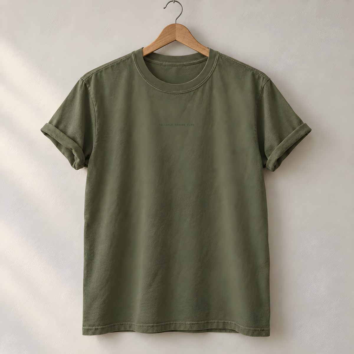 The Quiet Tee in Hemp, on a hanger