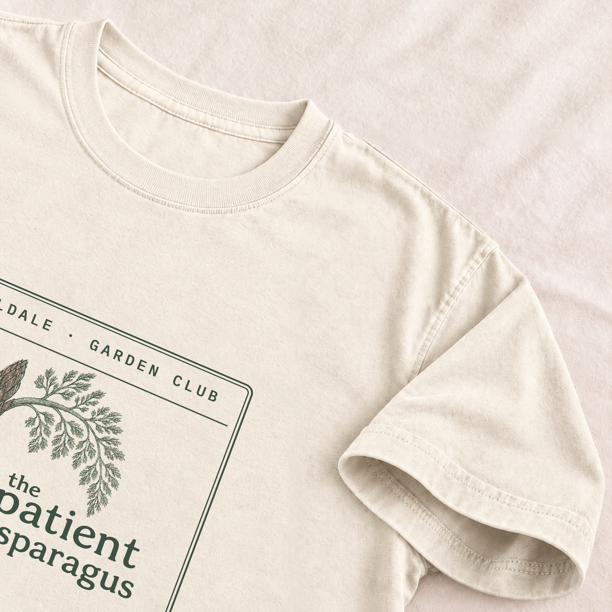 The Patient Asparagus tee in Ivory, detail