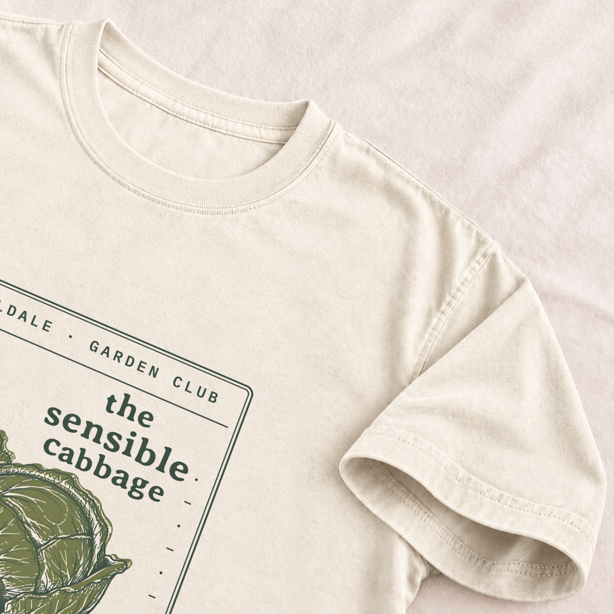 The Sensible Cabbage tee in Ivory, detail