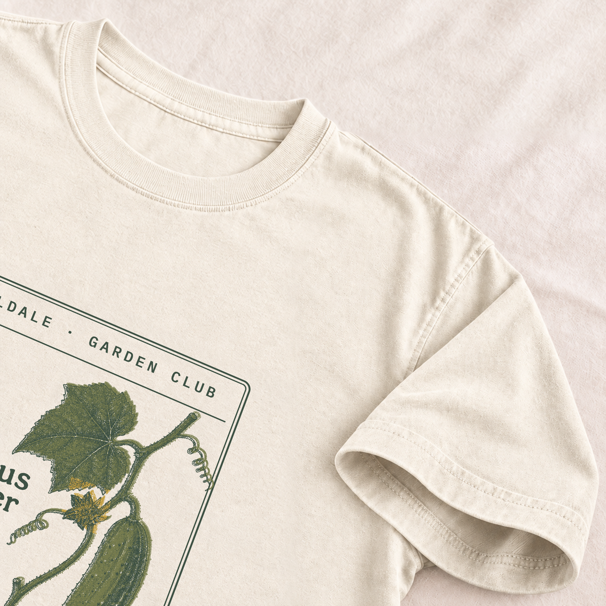 The Ambitious Cucumber tee in Ivory, detail