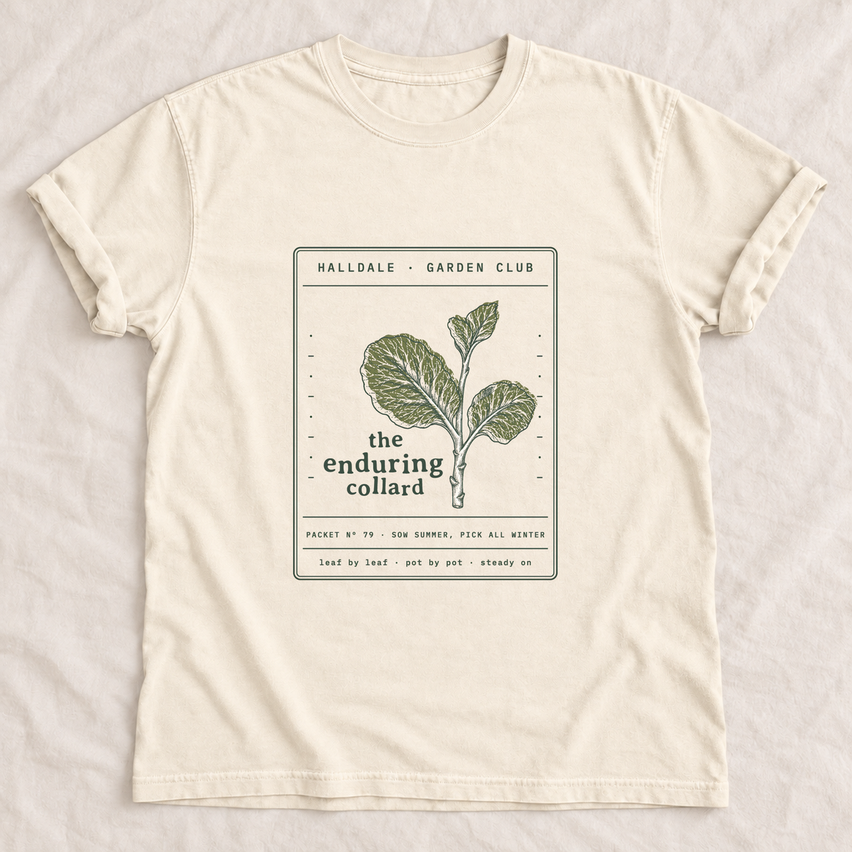 The Enduring Collard tee in Ivory, laid flat