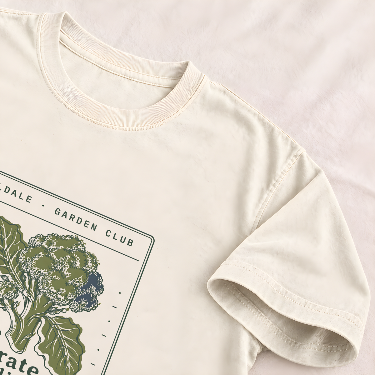 The Considerate Broccoli tee in Ivory, detail