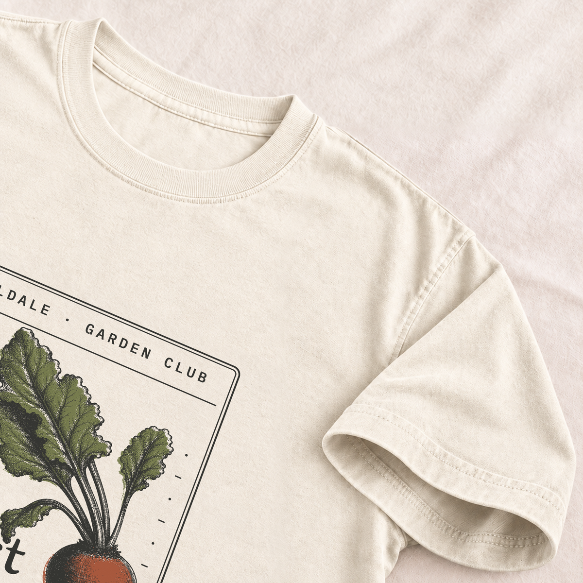 The Modest Beet tee in Ivory, detail