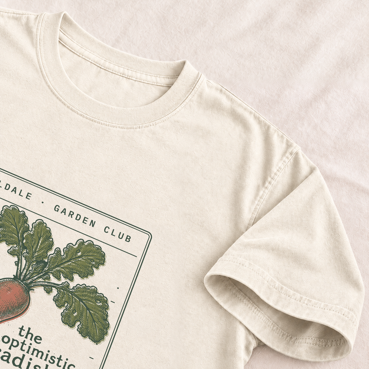 The Optimistic Radish tee in Ivory, detail