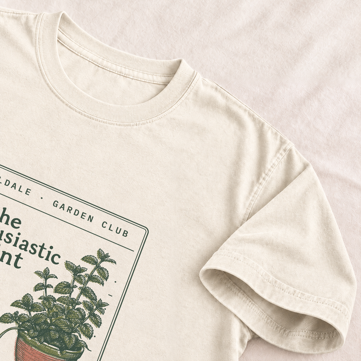 The Enthusiastic Mint tee in Ivory, detail