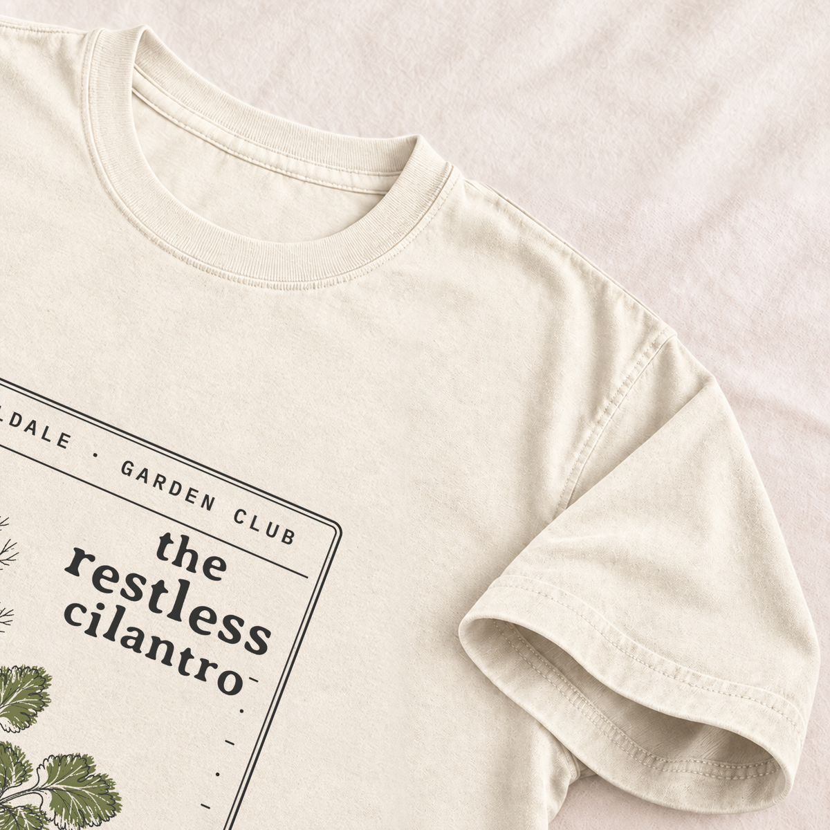 The Restless Cilantro tee in Ivory, detail