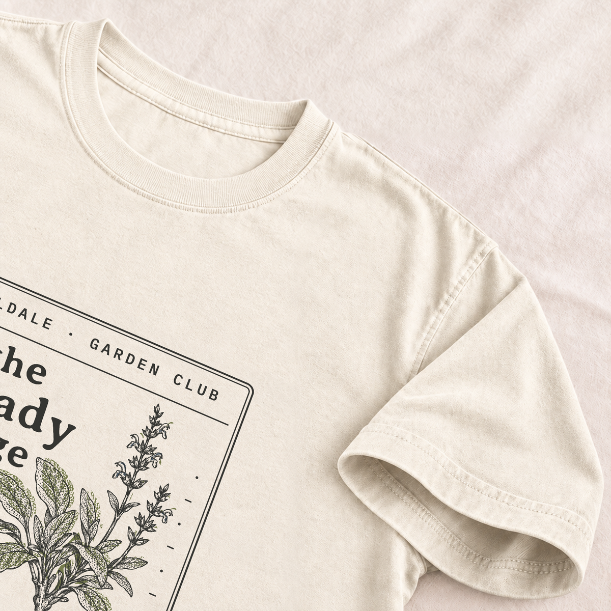 The Steady Sage tee in Ivory, detail