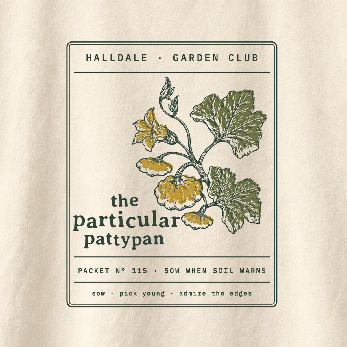 The Particular Pattypan tee in Ivory, close-up of the print