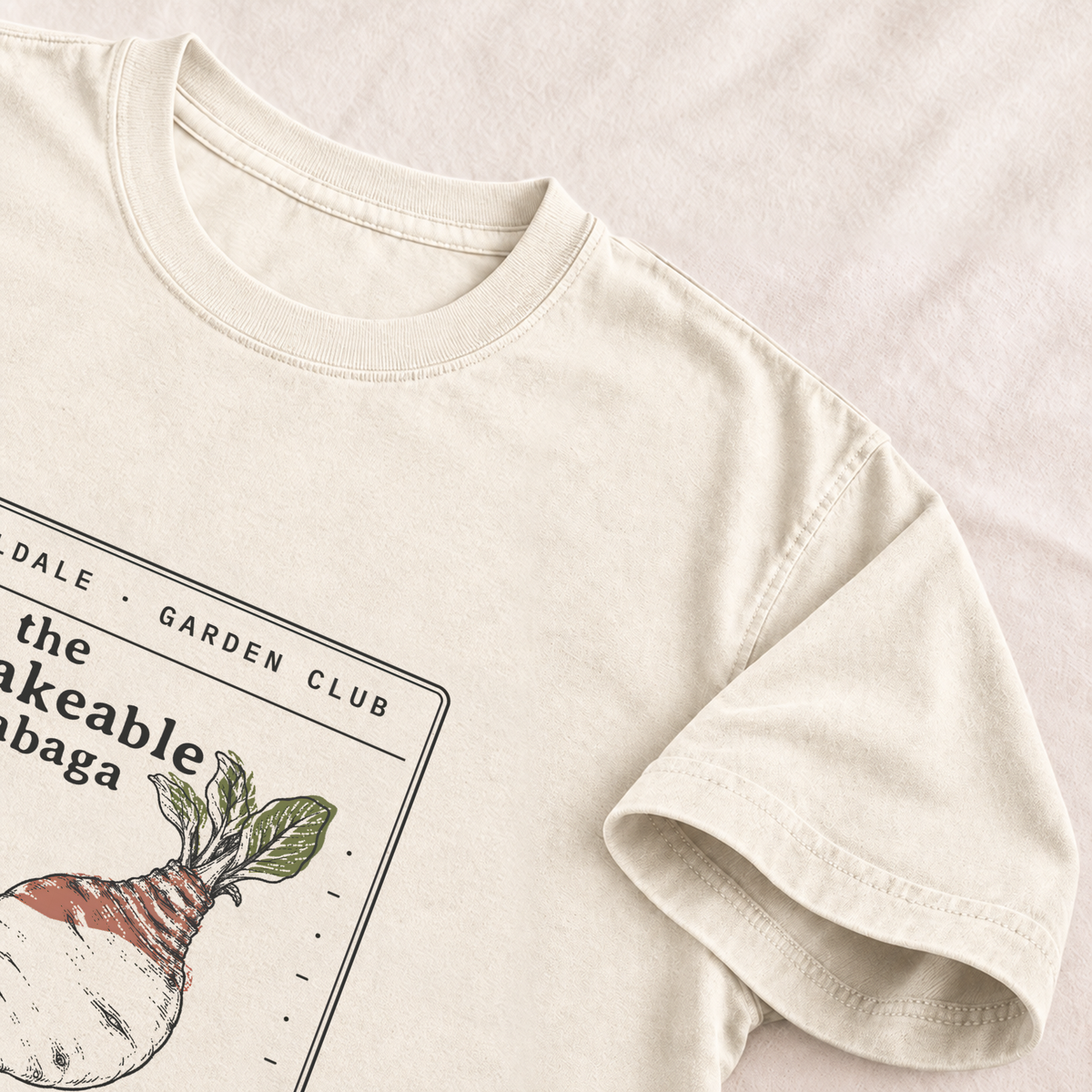 The Unshakeable Rutabaga tee in Ivory, detail