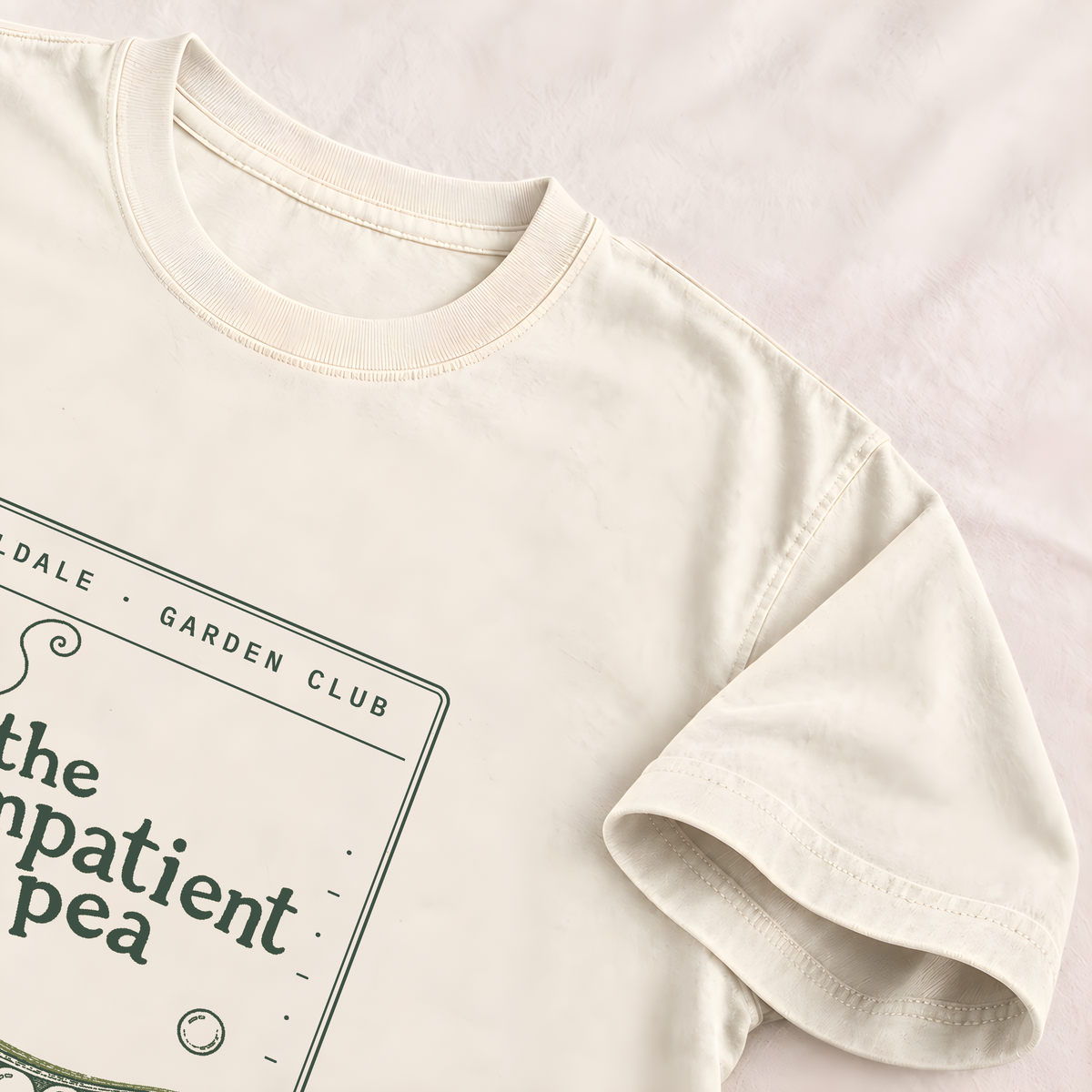 The Impatient Pea tee in Ivory, detail