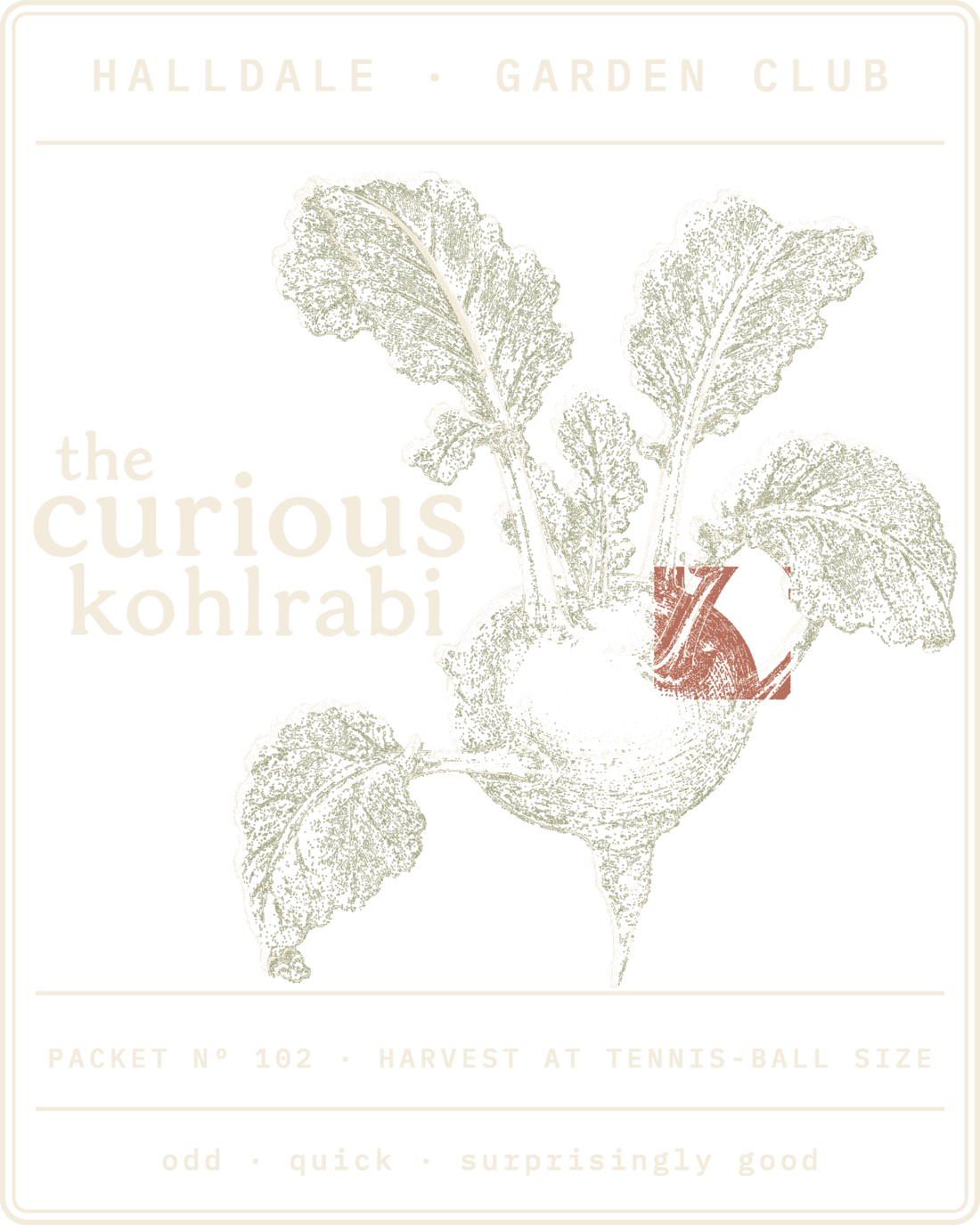 Seed packet Nº 102, The Curious Kohlrabi, printed in Paper and Clay