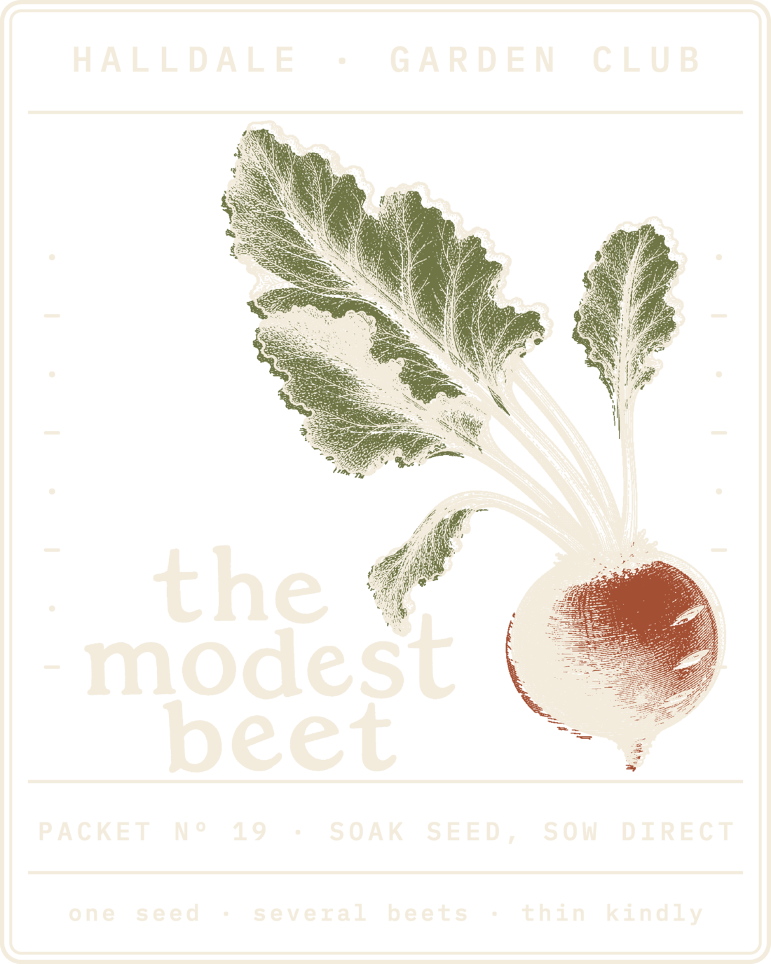 Seed packet Nº 19, The Modest Beet, printed in Paper, Rust and Olive