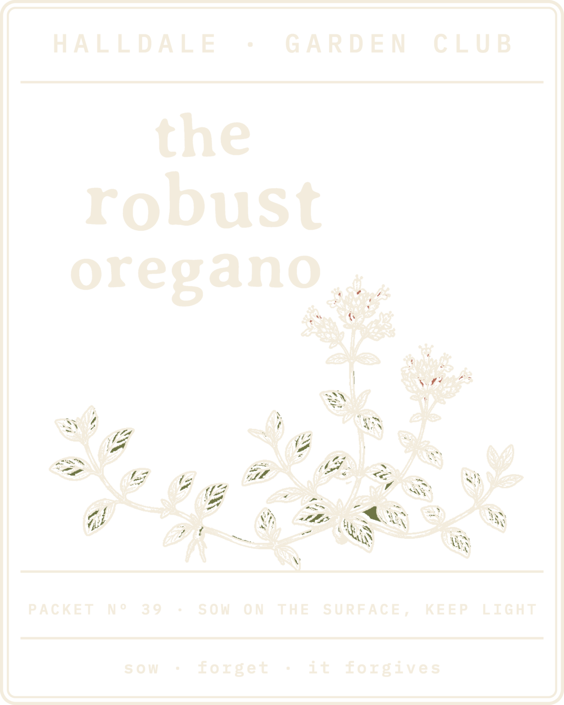 Seed packet Nº 39, The Robust Oregano, printed in Paper