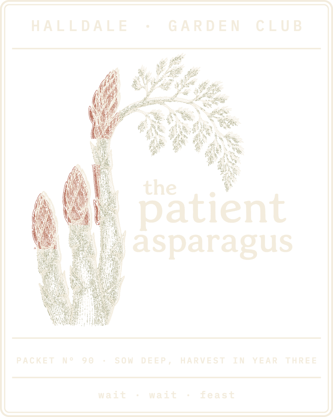 Seed packet Nº 90, The Patient Asparagus, printed in Paper and Clay