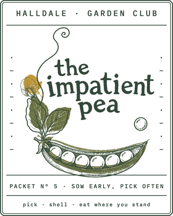 Packet Nº 5, The Impatient Pea, with its climbing pea stems.