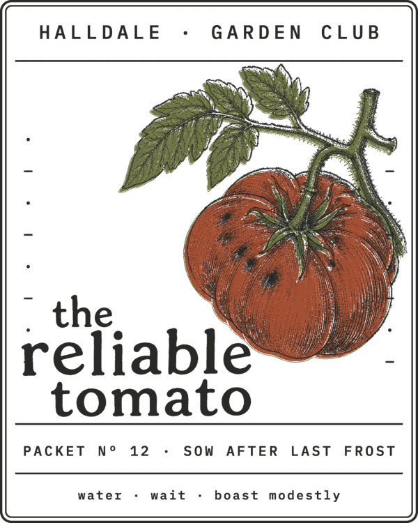 Packet Nº 12, The Reliable Tomato, with tomatoes on the vine.